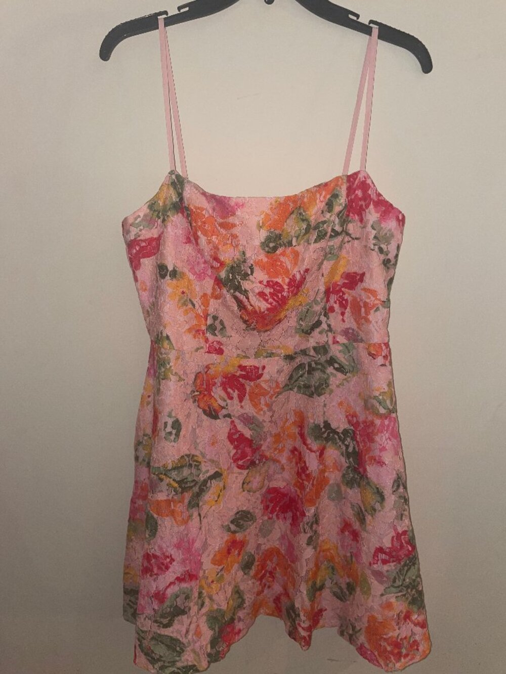 DB Studio Pink Floral Lace A-Line Mini Dress Size 12